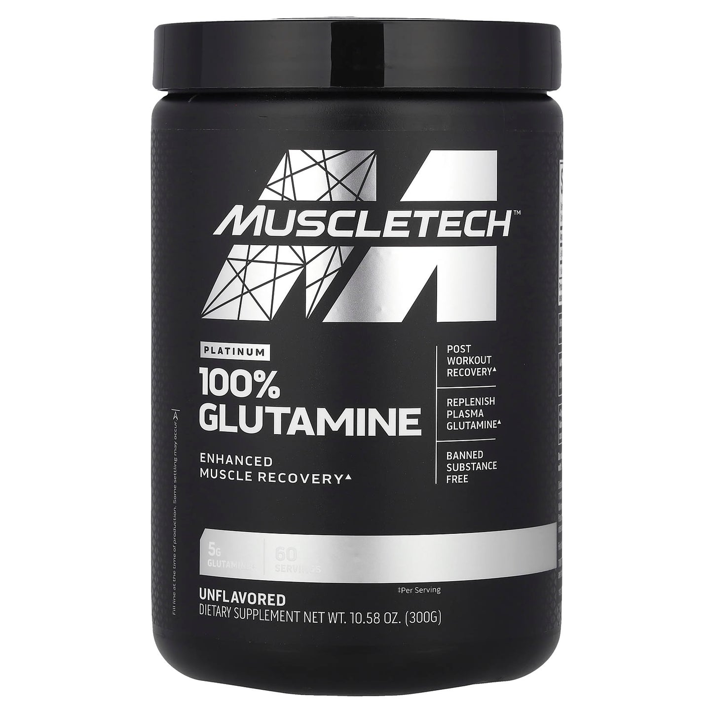MuscleTech, Platinum 100% Glutamine, Unflavored, 10.58 oz (300 g) - Image 1