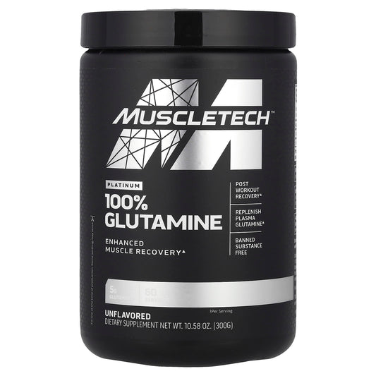 MuscleTech, Platinum 100% Glutamine, Unflavored, 10.58 oz (300 g) - Image 1