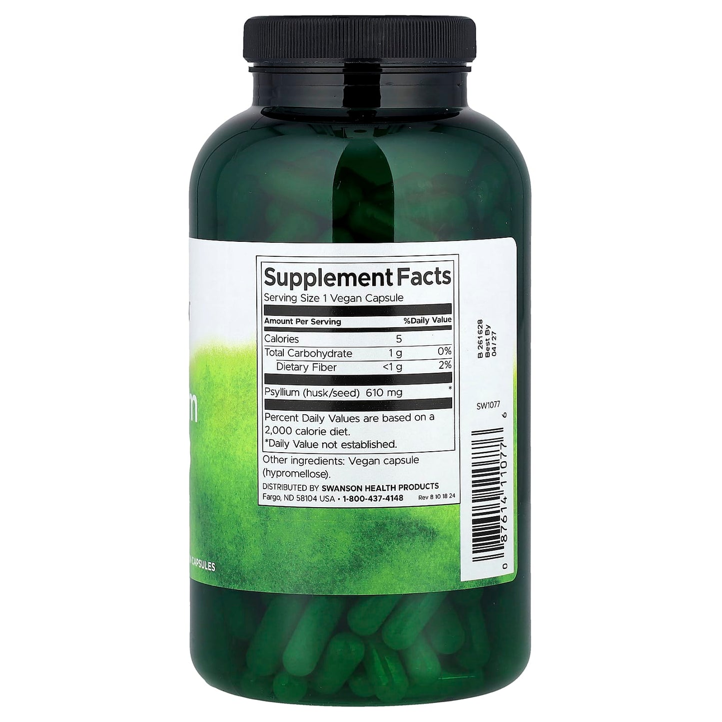 Swanson, Psyllium Husks, 610 mg, 300 Vegan Capsules