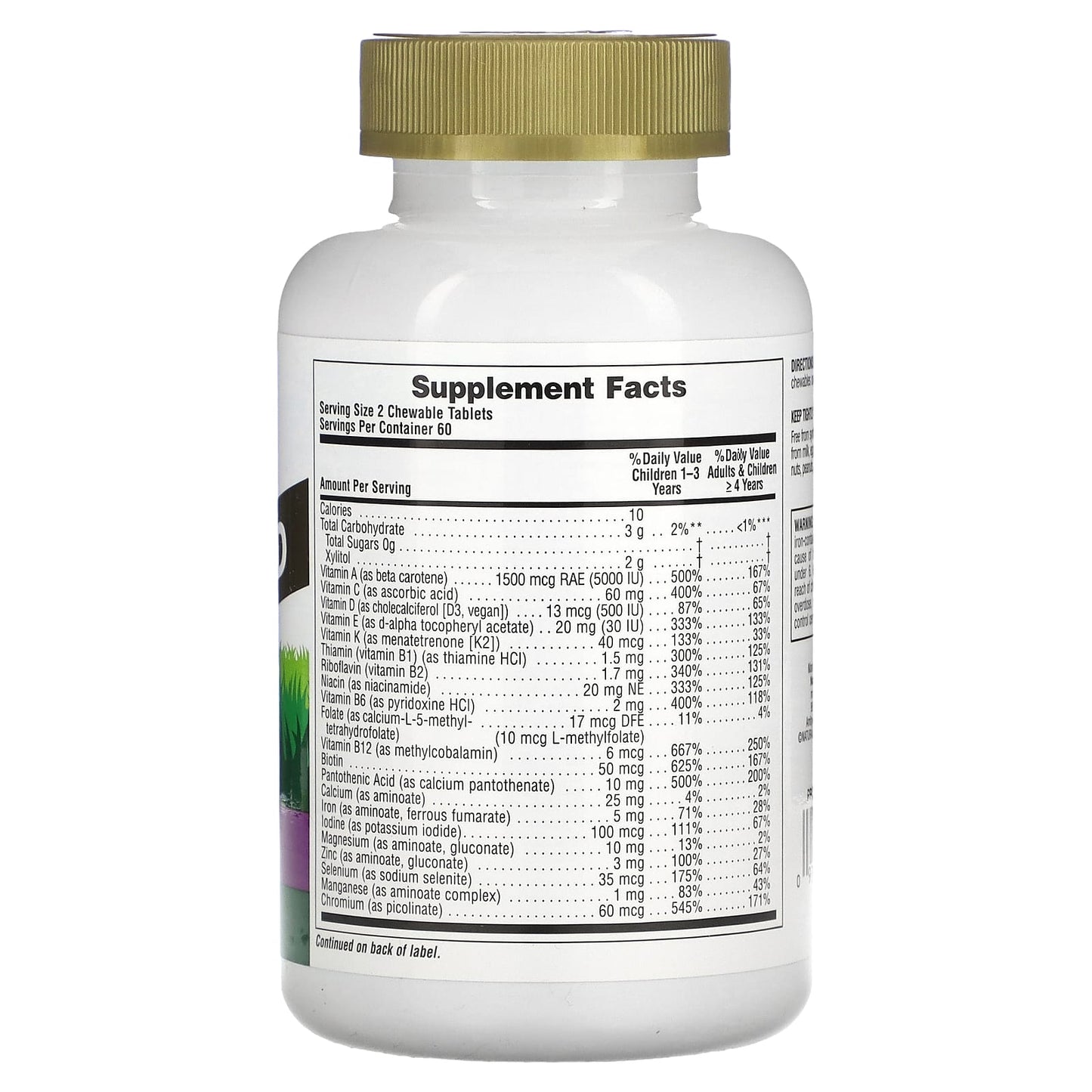 NaturesPlus, Animal Parade Gold, Children's Multivitamin Chewable Supplement, Grape, 120 Animal-Shaped Tablets - Image 2