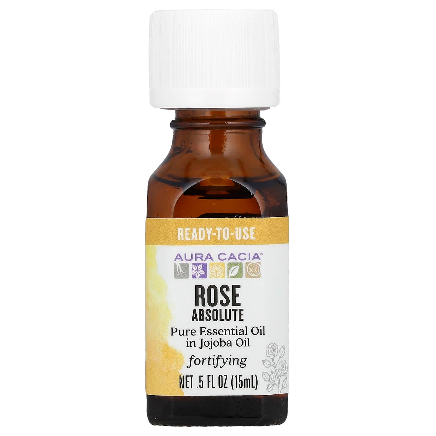 Aura Cacia Rose Absolute Essential Oil Blend in Jojoba Oil, 0.5 fl oz - Image 1