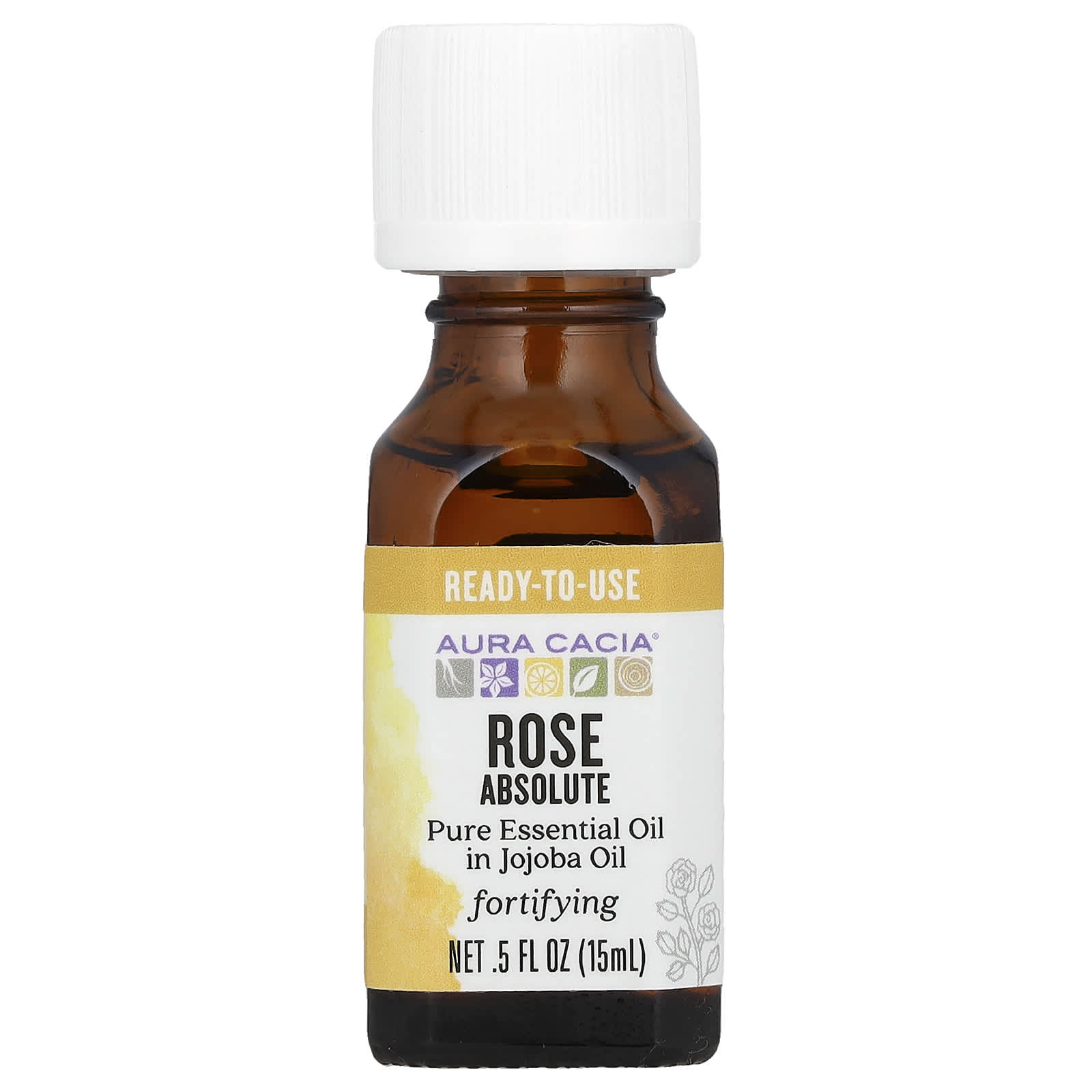 Aura Cacia Rose Absolute Essential Oil Blend in Jojoba Oil, 0.5 fl oz - Image 1