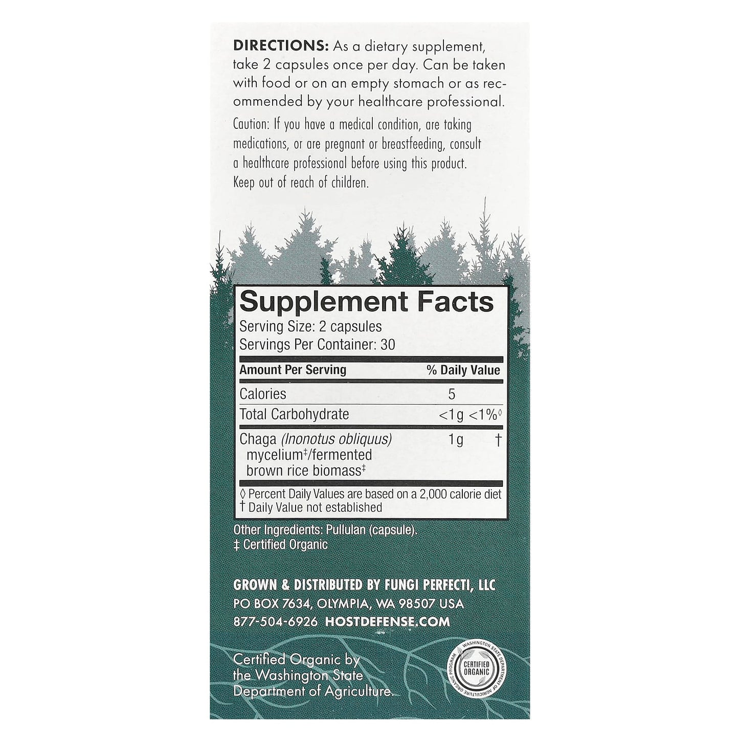 Host Defense, Mushrooms™, Chaga, 60 Capsules (0.5 g per Capsule)