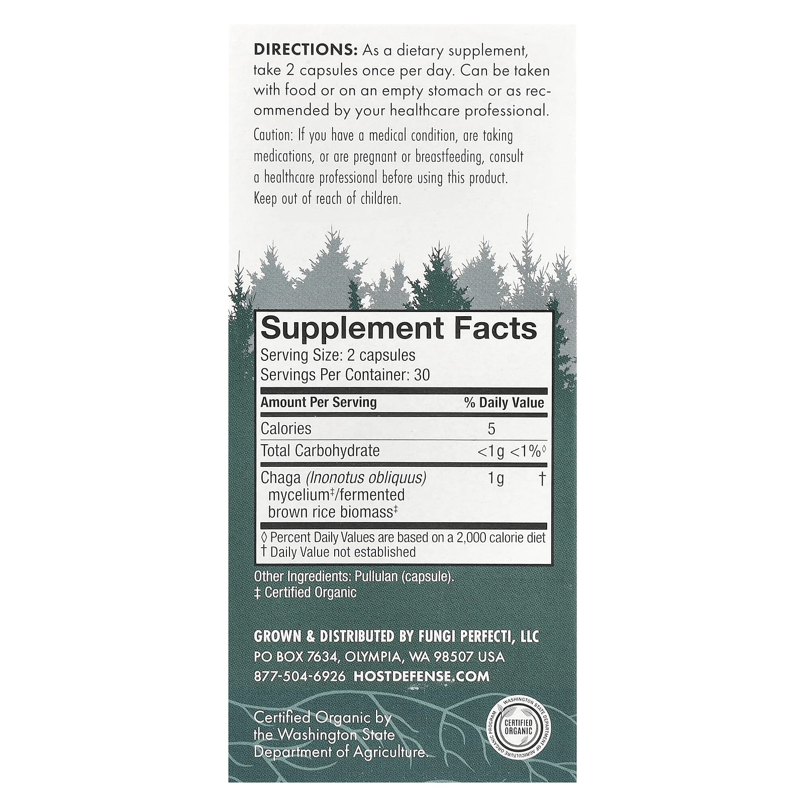 Host Defense, Mushrooms™, Chaga, 60 Capsules (0.5 g per Capsule)