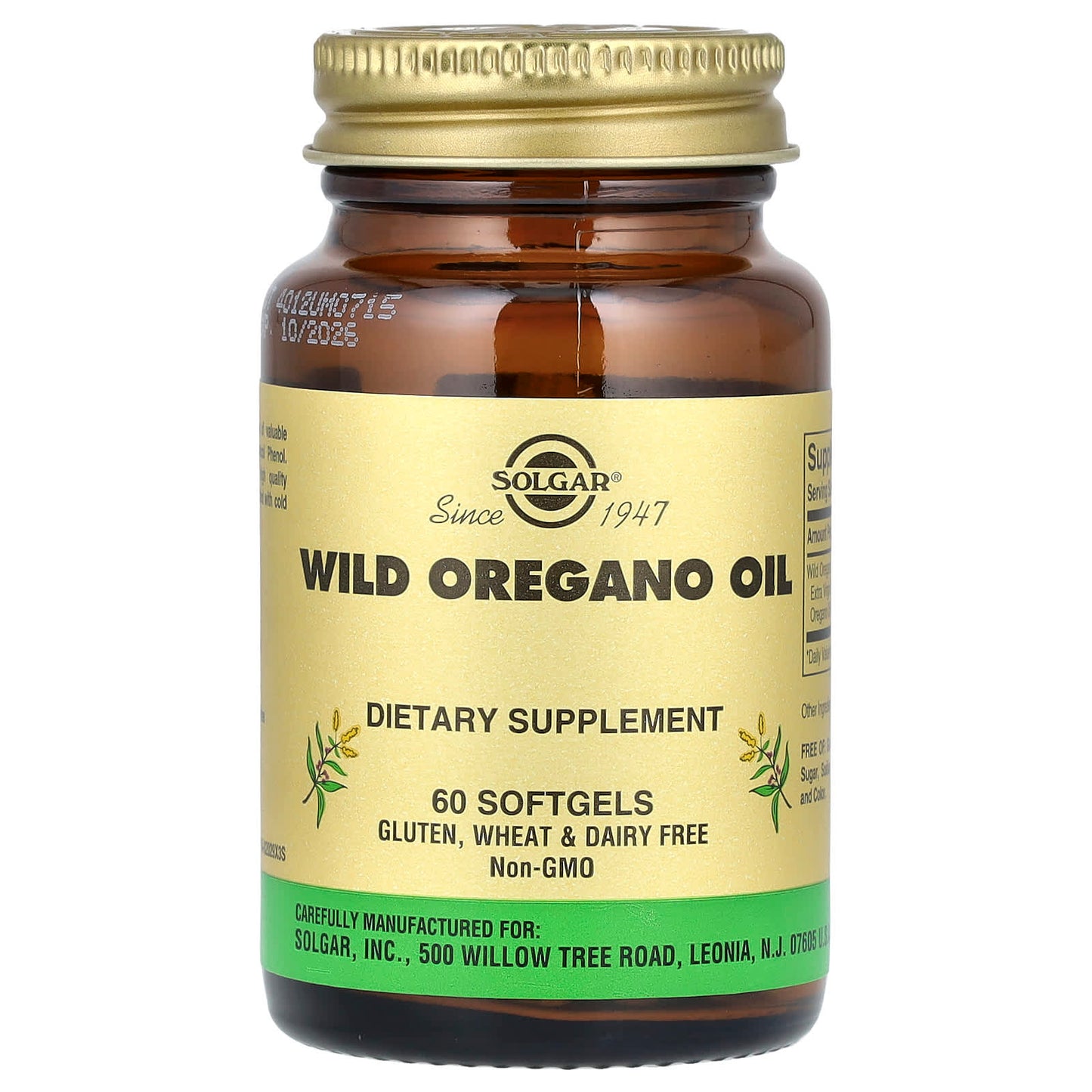 Solgar, Wild Oregano Oil, 60 Softgels (175 mg per Softgel) - Image 1
