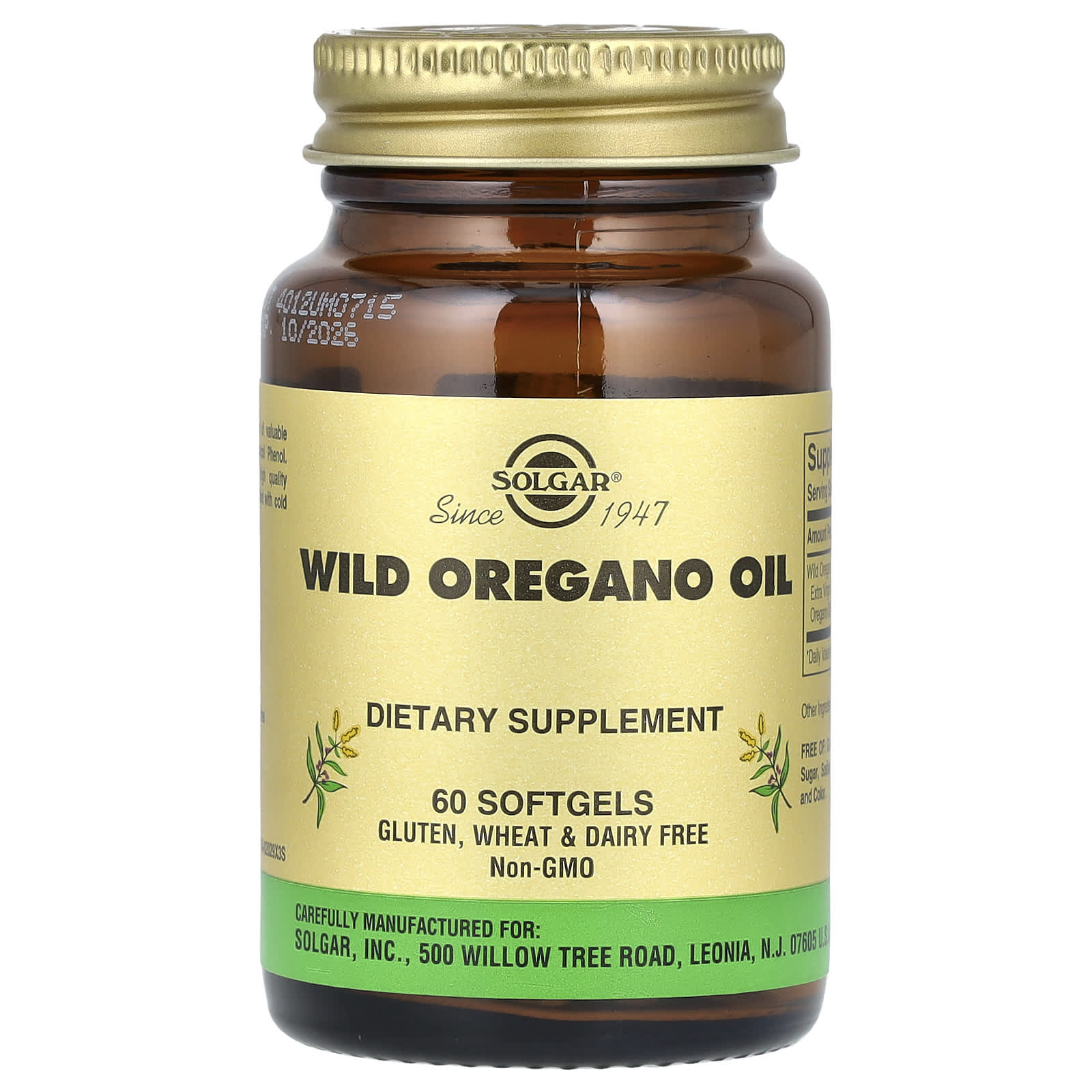 Solgar, Wild Oregano Oil, 60 Softgels (175 mg per Softgel) - Image 1