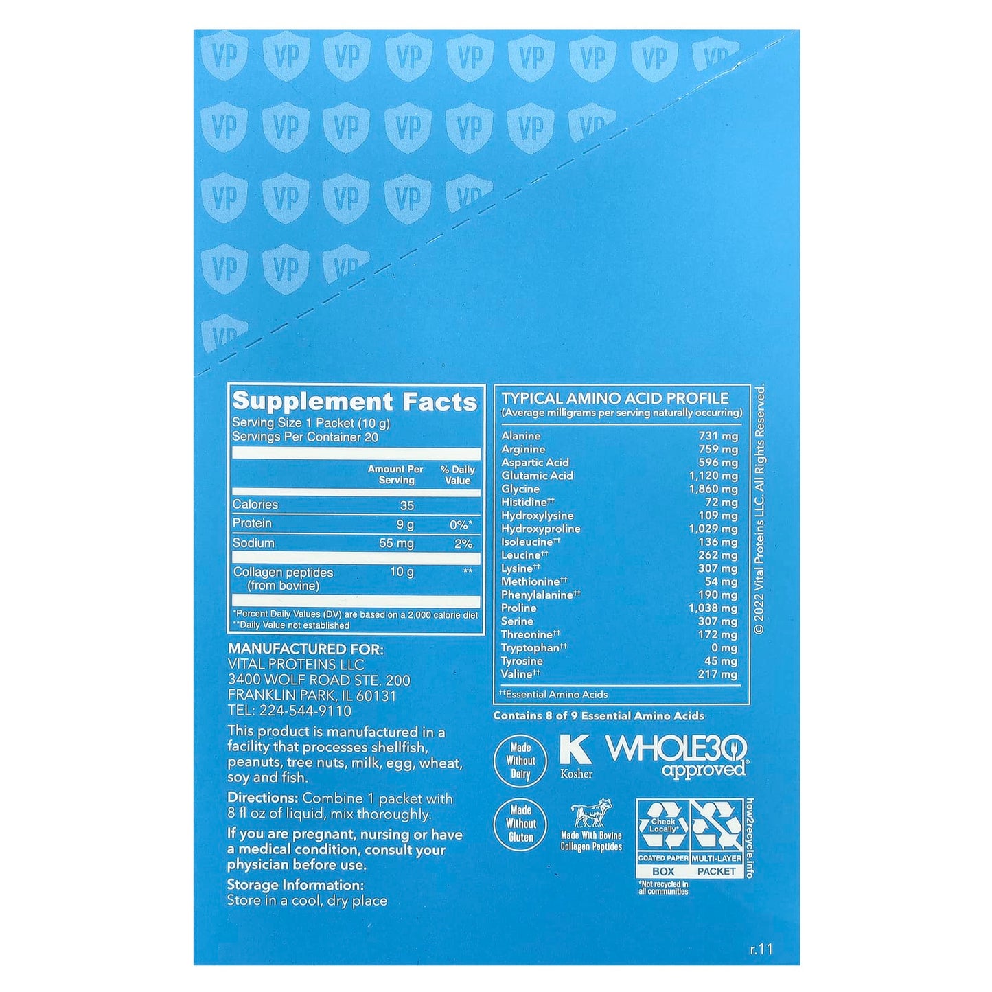 Vital Proteins, Collagen Peptides, Unflavored, 20 Packets, 0.35 oz (10 g) Each - Image 2