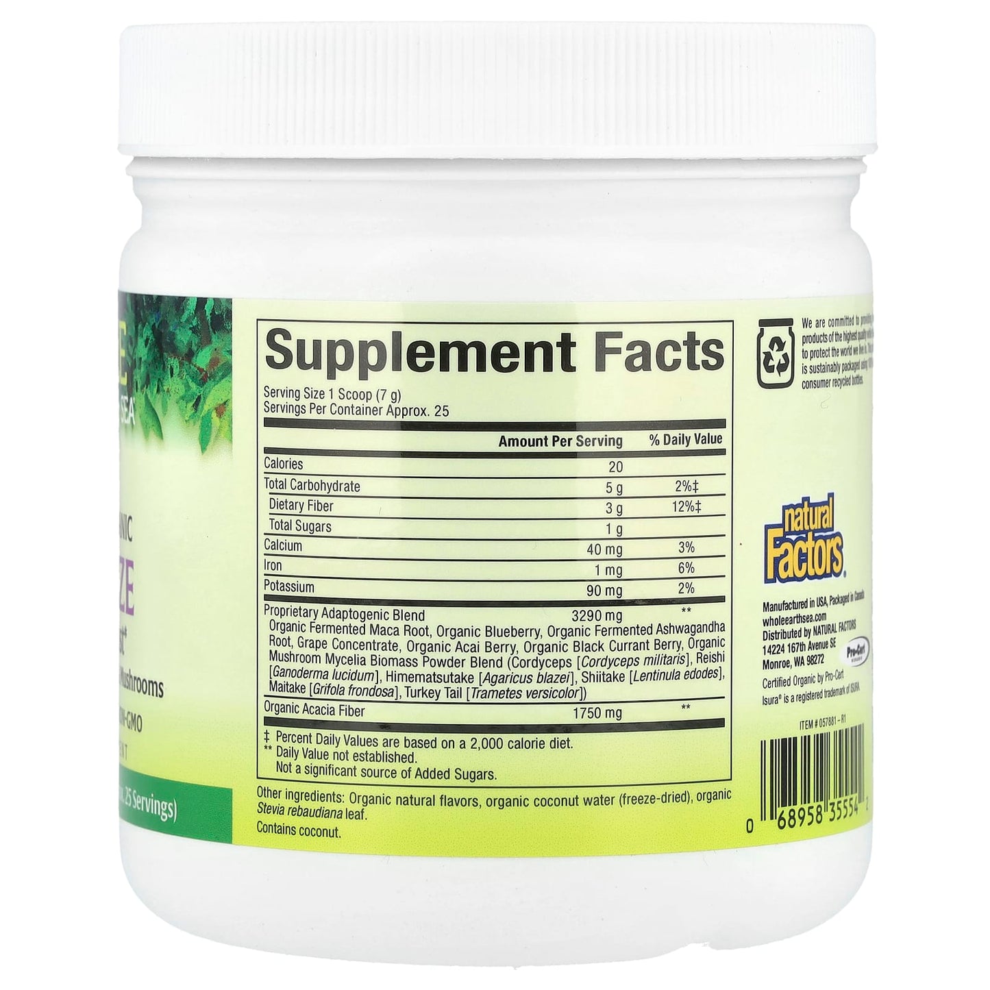 Natural Factors, Whole Earth & Sea®, Certified Organic Energize Adrenal Boost, 6.2 oz (175.8 g) - Image 2