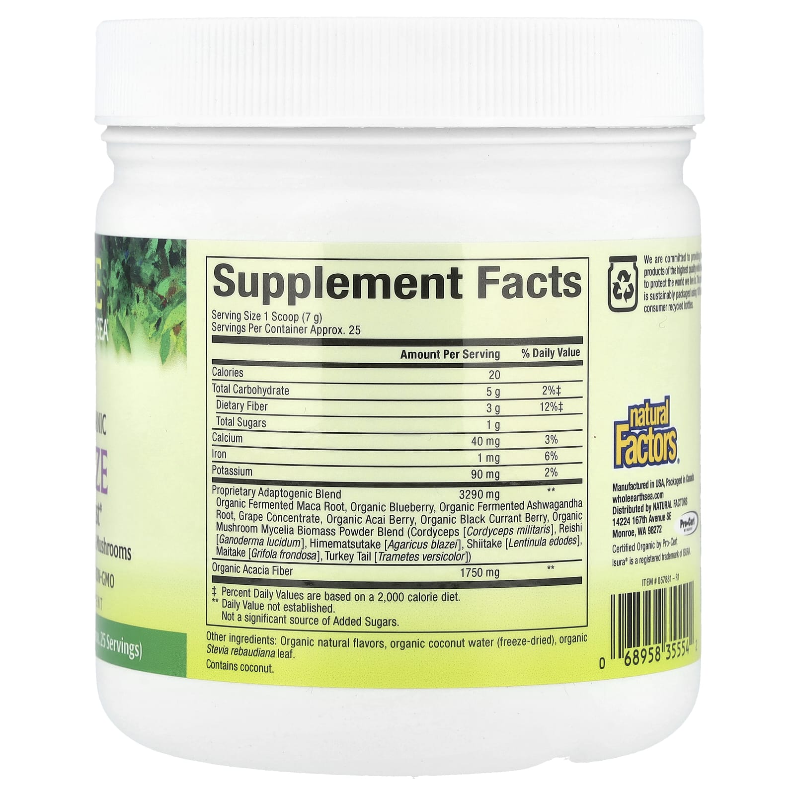 Natural Factors, Whole Earth & Sea®, Certified Organic Energize Adrenal Boost, 6.2 oz (175.8 g) - Image 2