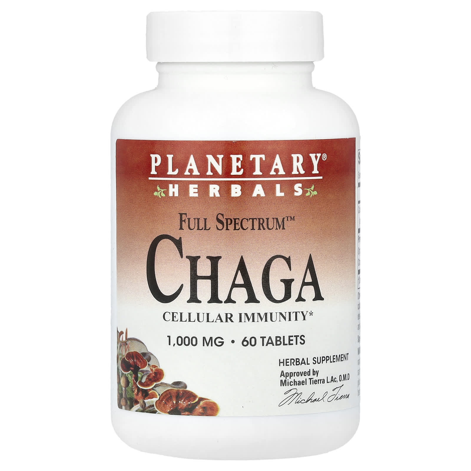 Planetary Herbals, Full Spectrum™ Chaga, 1,000 mg, 60 Tablets - Image 1