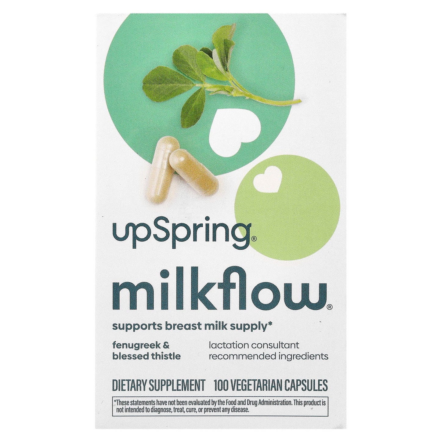 UpSpring, Milkflow, Fenugreek & Blessed Thistle, 100 Vegetarian Capsules - Image 1