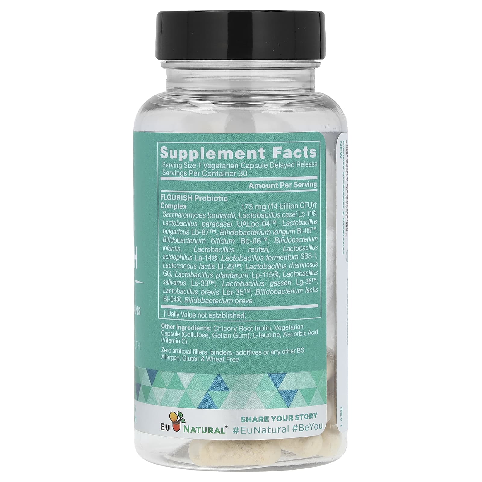 Eu Natural, Flourish Probiotics, 30 Vegetarian Capsules