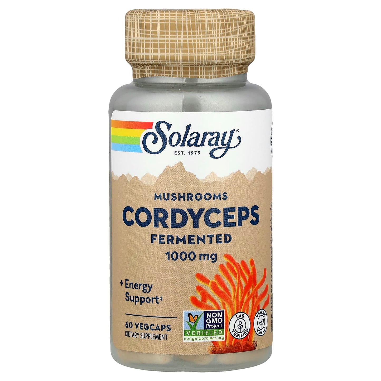 Solaray, Cordyceps, Fermented Mushrooms, 60 VegCaps (500 mg per Capsule) - Image 1