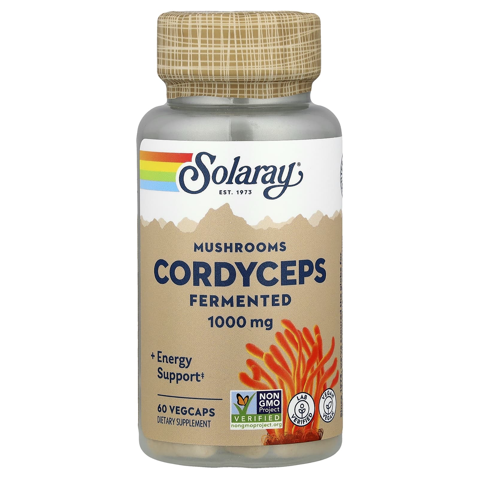 Solaray, Cordyceps, Fermented Mushrooms, 60 VegCaps (500 mg per Capsule) - Image 1