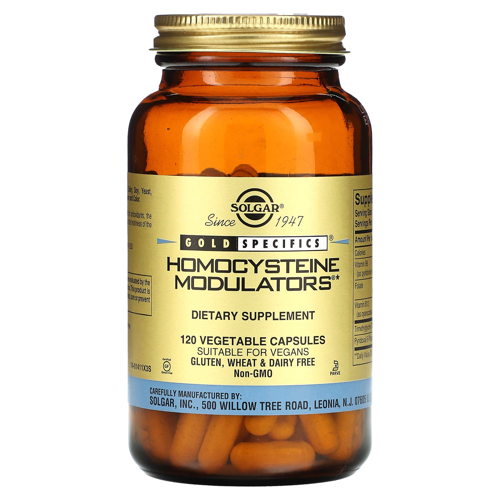 Solgar, Gold Specifics, Homocysteine Modulators, 120 Vegetable Capsules - Image 1