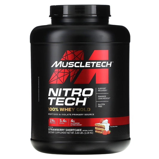 MuscleTech, Nitro-Tech® 100% Whey Gold, Strawberry Shortcake, 5.03 lbs (2.28 kg) - Image 1