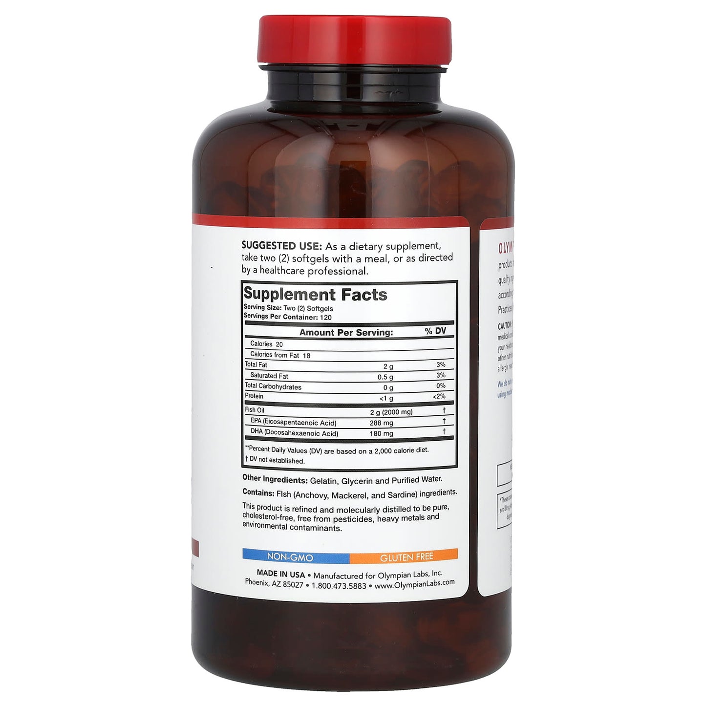 Olympian Labs, Omega-3 Fish Oils, 2,000 mg, 240 Softgels (1,000 mg per Softgel) - Image 2