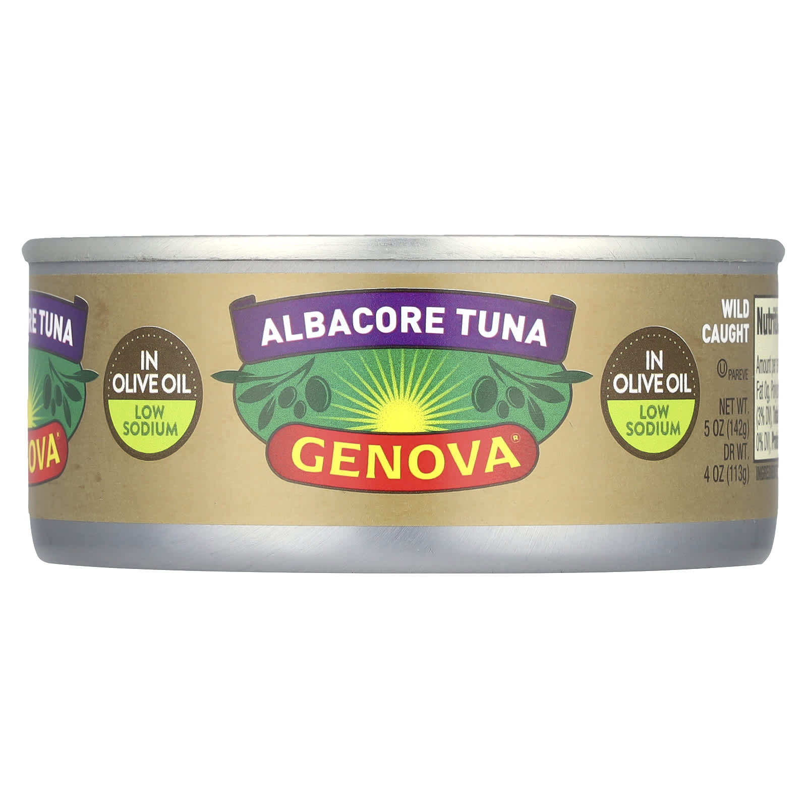 Wild Caught Albacore Tuna in Olive Oil, Low Sodium by Genova, 5 oz - Image 1