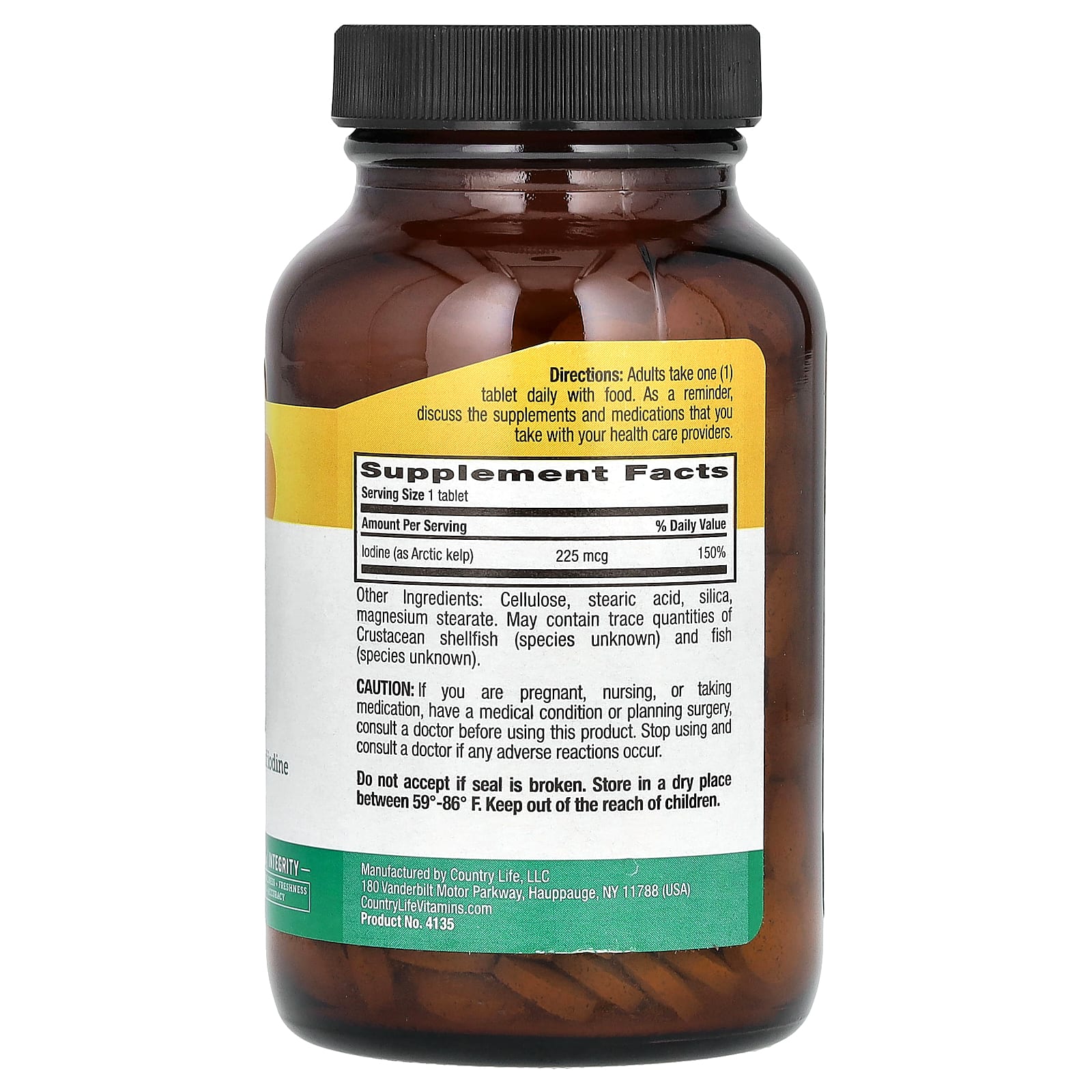 Country Life Arctic Kelp Tablets - 225mcg Iodine Supplement - Image 2