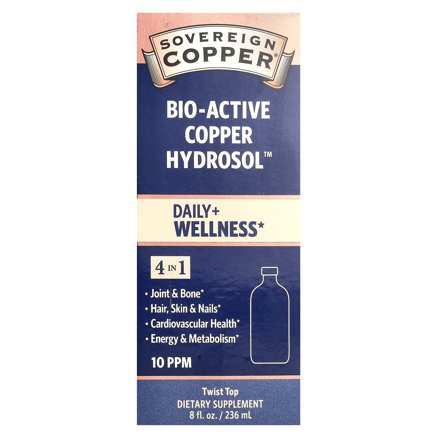 Sovereign Silver, Bio-Active Copper Hydrosol™, 10 PPM, 8 fl oz (236 ml) - Image 1