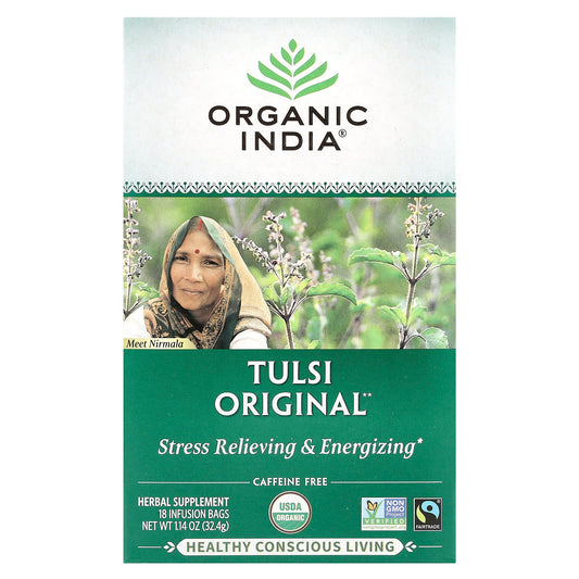 Organic India, Tulsi Tea, Original, Caffeine-Free, 18 Infusion Bags, 1.14 oz (32.4 g) - Image 1