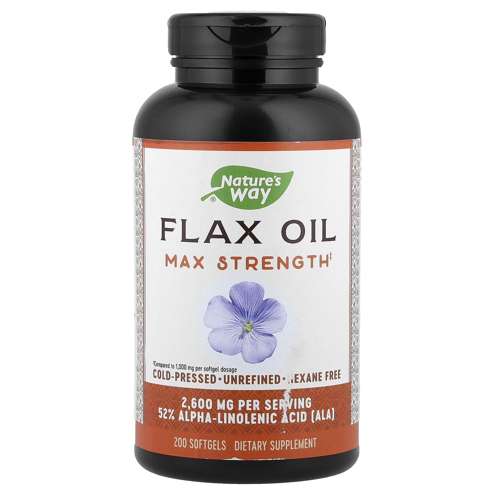 Nature's Way, Flax Oil, Max Strength, 200 Softgels (1,300 mg per Softgel) - Image 1
