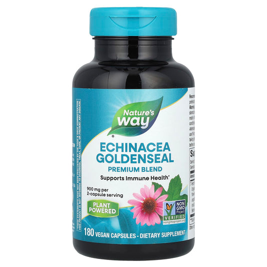 Nature's Way, Echinacea Goldenseal, Premium Blend, 180 Vegan Capsules - Image 1