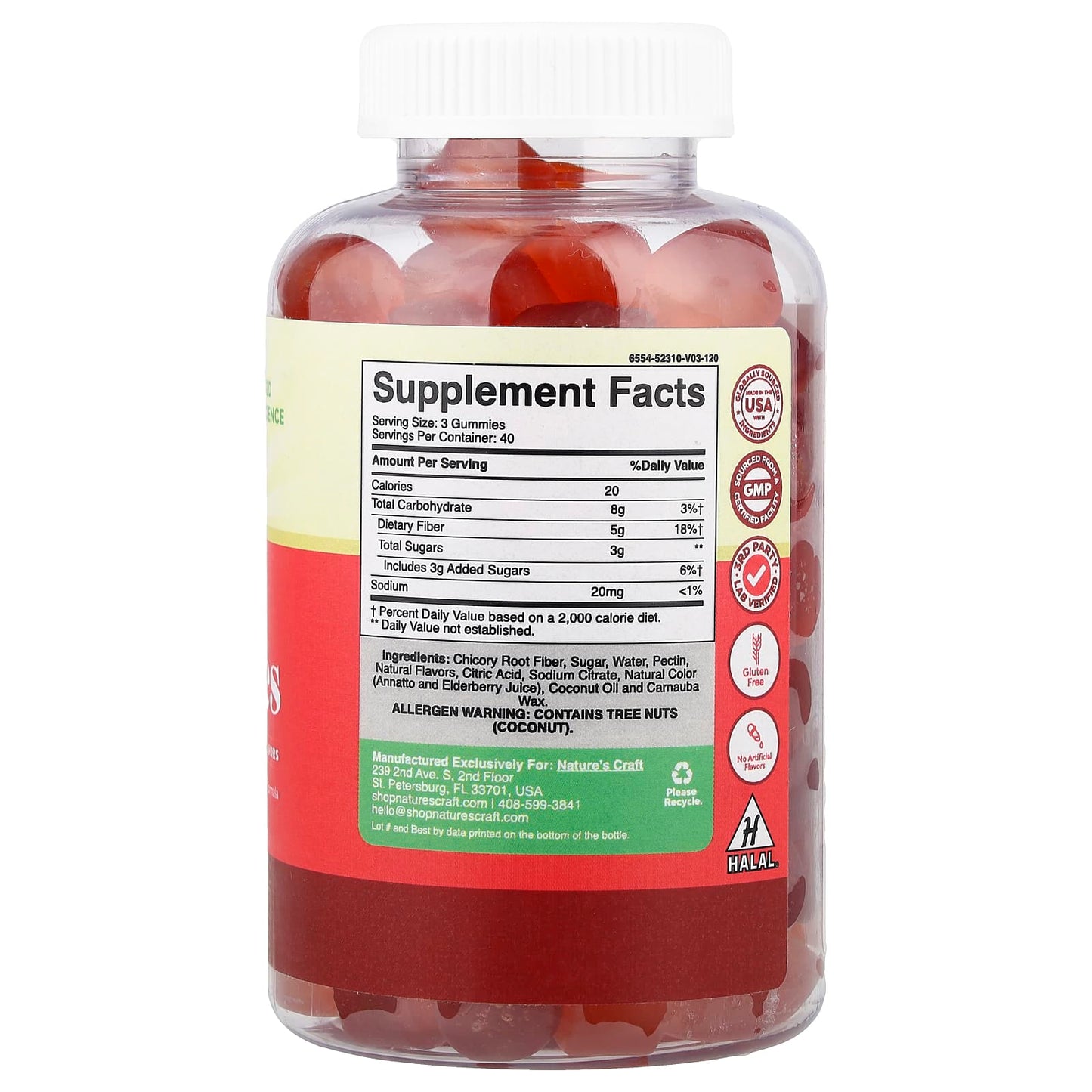Nature's Craft, Fiber Gummies, Orange & Mixed Berry, 120 Gummies - Image 2