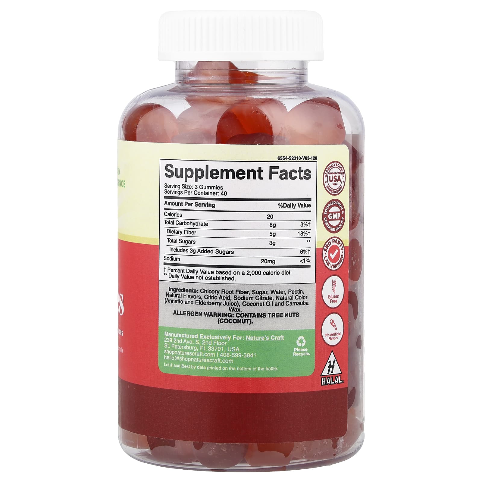 Nature's Craft, Fiber Gummies, Orange & Mixed Berry, 120 Gummies - Image 2