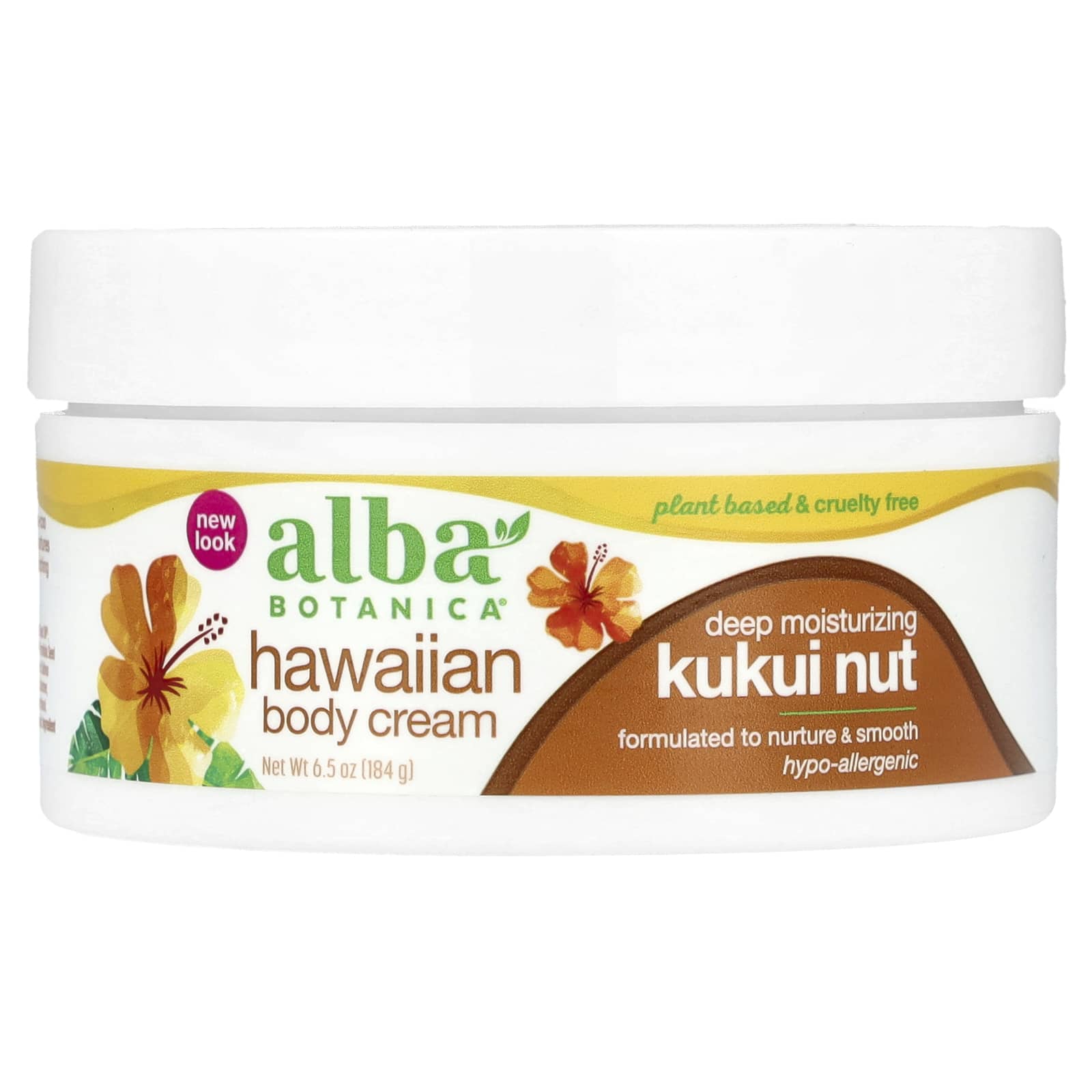 Alba Botanica Hawaiian Kukui Nut Body Cream, 6.5 oz, Cruelty-Free & Vegan - Image 1