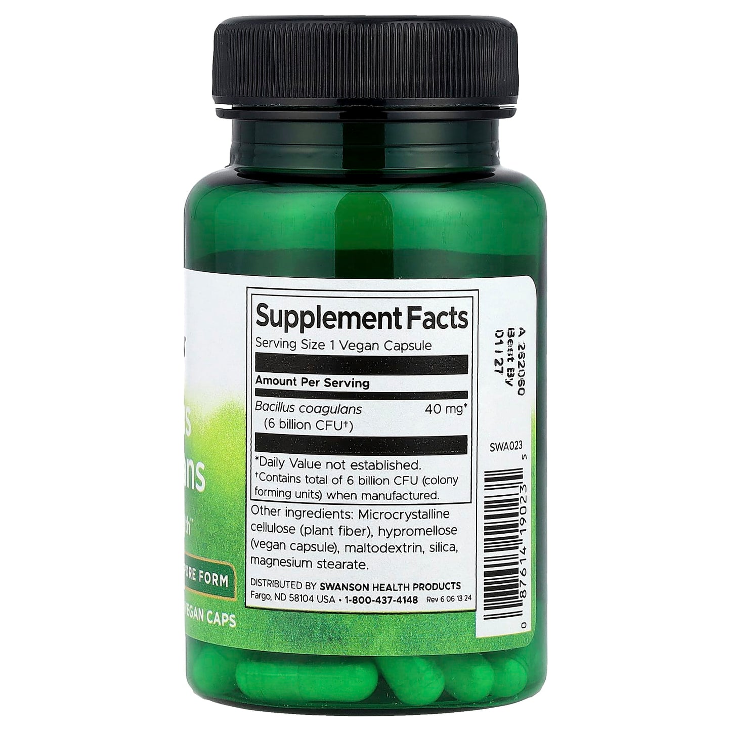 Swanson, Bacillus Coagulans, 6 Billion CFU, 60 Vegan Caps - Image 2