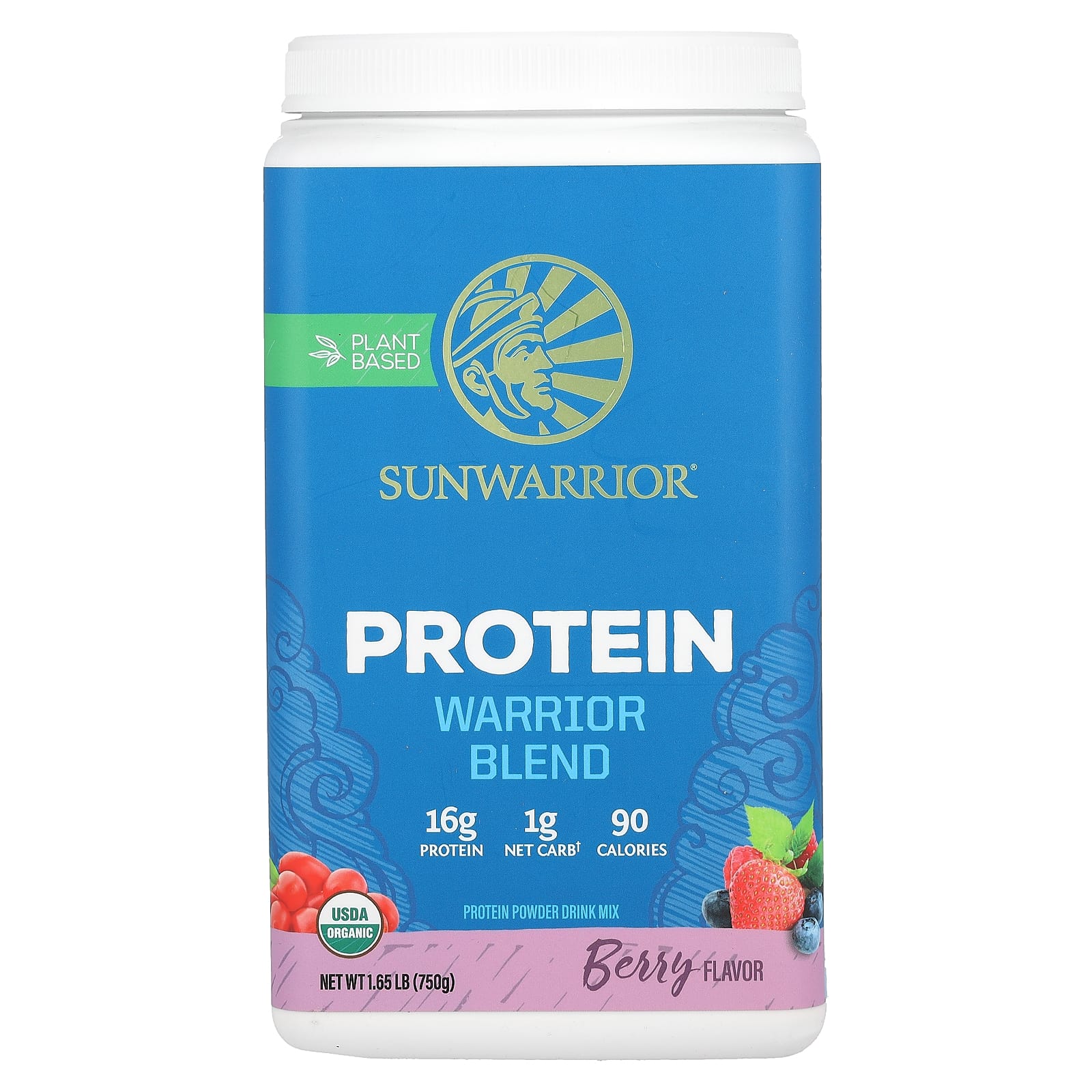 Sunwarrior, Warrior Blend, Protein, Berry, 1.65 lb (750 g) - Image 1