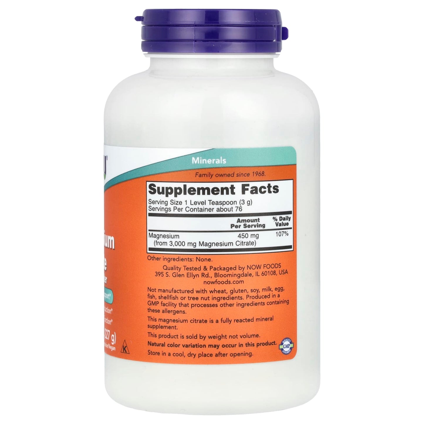 NOW Foods, Magnesium Citrate Pure Powder, 8 oz (227 g) - Image 2