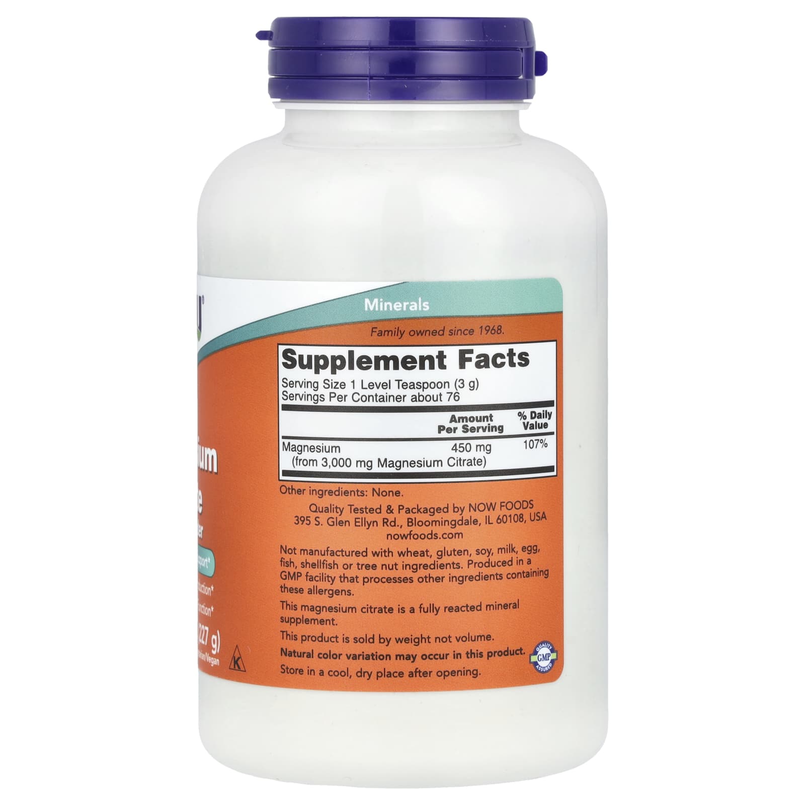 NOW Foods, Magnesium Citrate Pure Powder, 8 oz (227 g) - Image 2