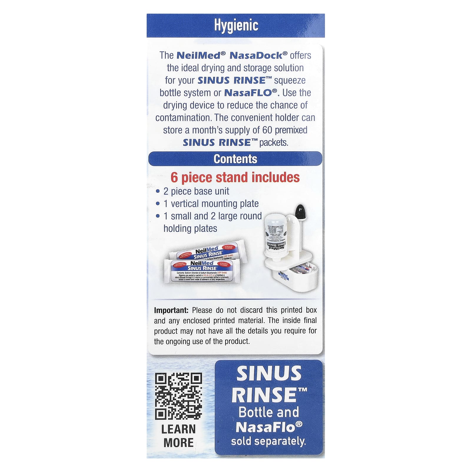 NeilMed, NasaDock® Plus, Drying Stand with Sachets Storage, White, 1 NasaDock® Plus Stand - Image 2