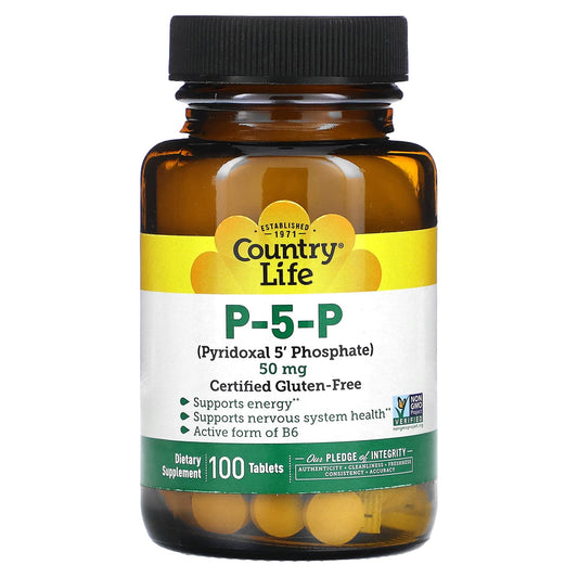 Country Life P-5-P, 50mg, 100 Tablets - Energy & Immune Support - Image 1