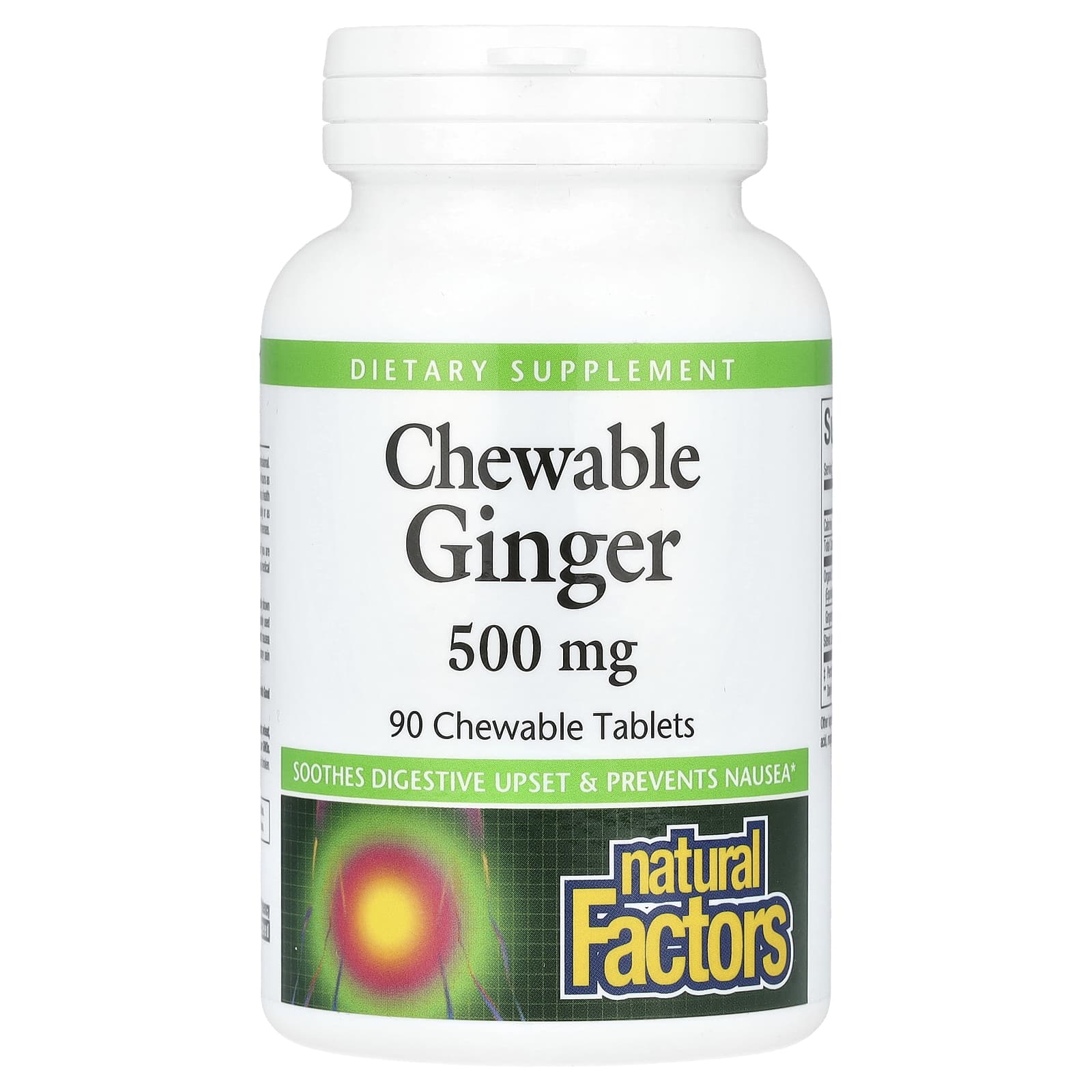 Natural Factors, Chewable Ginger, 500 mg, 90 Chewable Tablets - Image 1