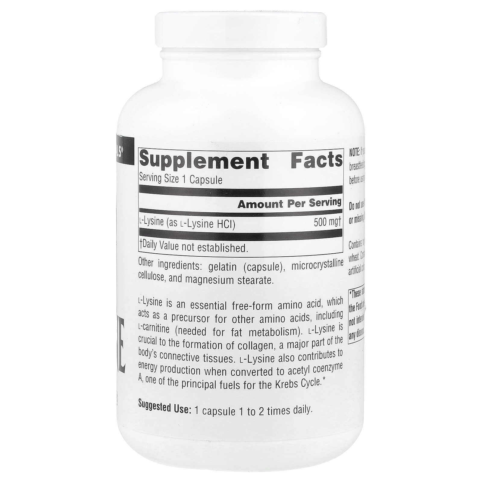 Source Naturals, L-Lysine, 500 mg, 200 Capsules - Image 2