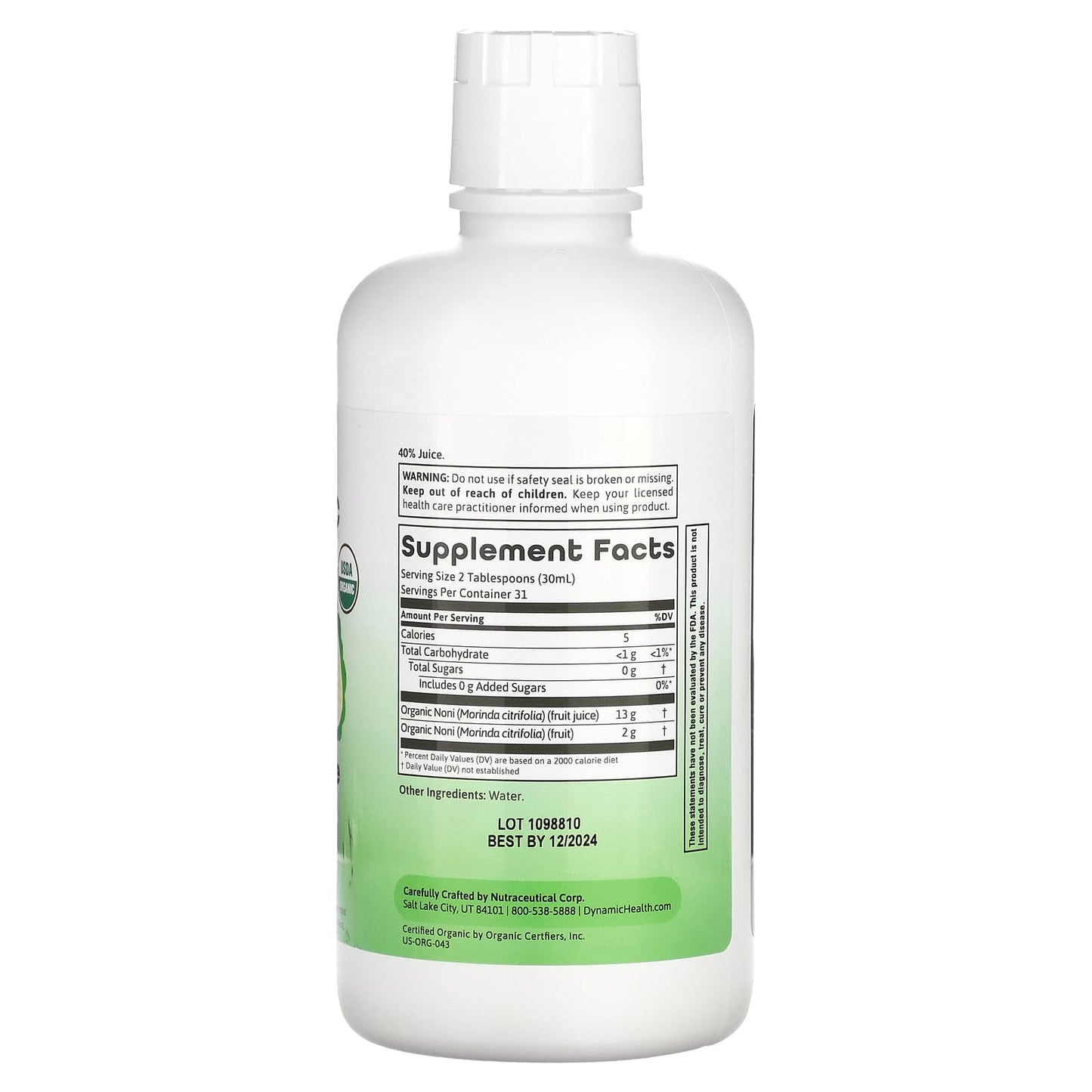 Certified Organic Noni Juice - 40% Juice Concentrate by Dynamic Health - Image 2