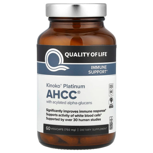 Quality of Life, Kinoko® Platinum AHCC® with Acylated Alpha-Glucans, 60 Vegicaps - Image 1