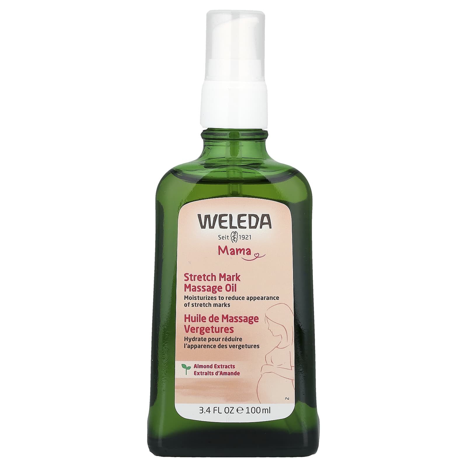 Weleda, Mama, Stretch Mark Massage Oil, Almond Extracts, 3.4 fl oz (100 ml) - Image 1