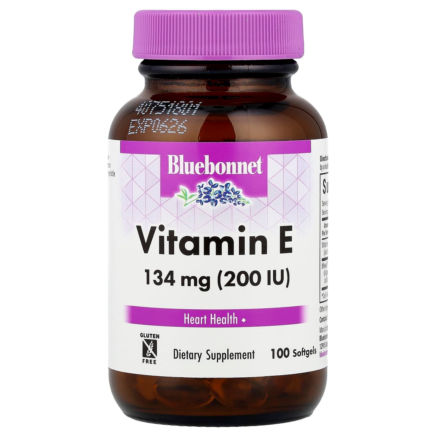 Bluebonnet Nutrition Vitamin E 134mg, 100 Softgels for Heart Health - Image 1