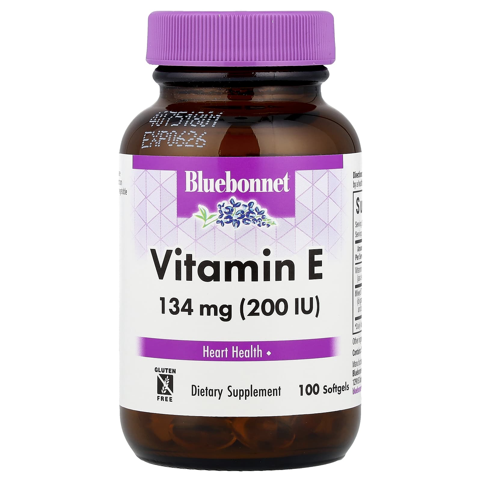 Bluebonnet Nutrition Vitamin E 134mg, 100 Softgels for Heart Health - Image 1