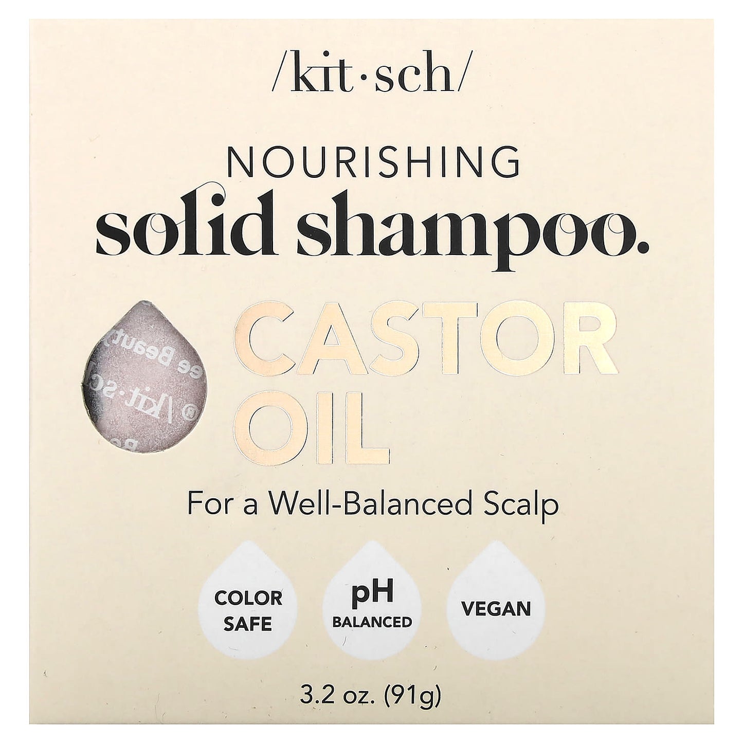 Kitsch, Nourishing Solid Shampoo Bar, Castor Oil, Sugared Amber & Shea, 3.2 oz (91 g) - Image 1