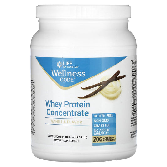 Life Extension, Wellness Code, Whey Protein Concentrate, Vanilla , 1.10 lb (500 g) - Image 1