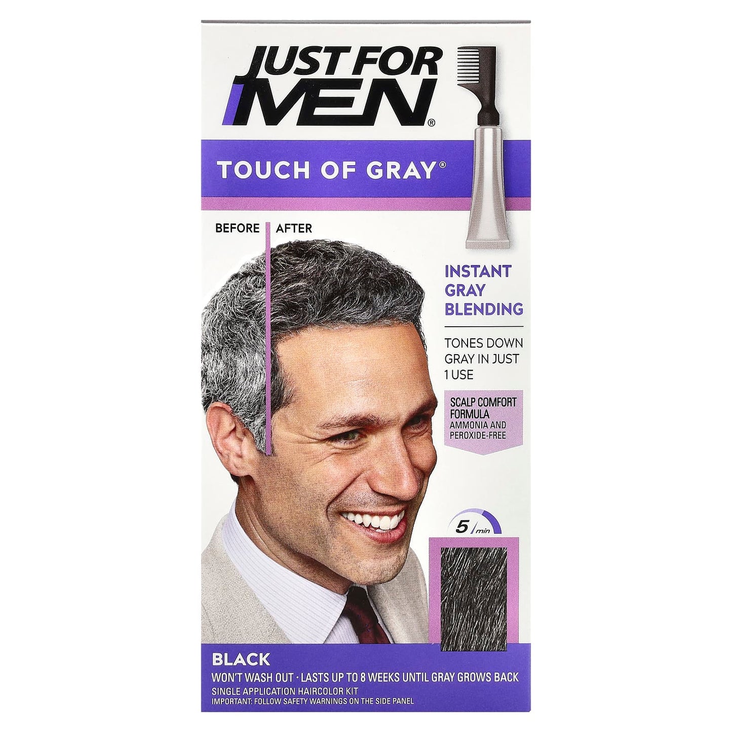 Just for Men T-55 Black Haircolor Kit - Natural Gray Reduction - Image 1