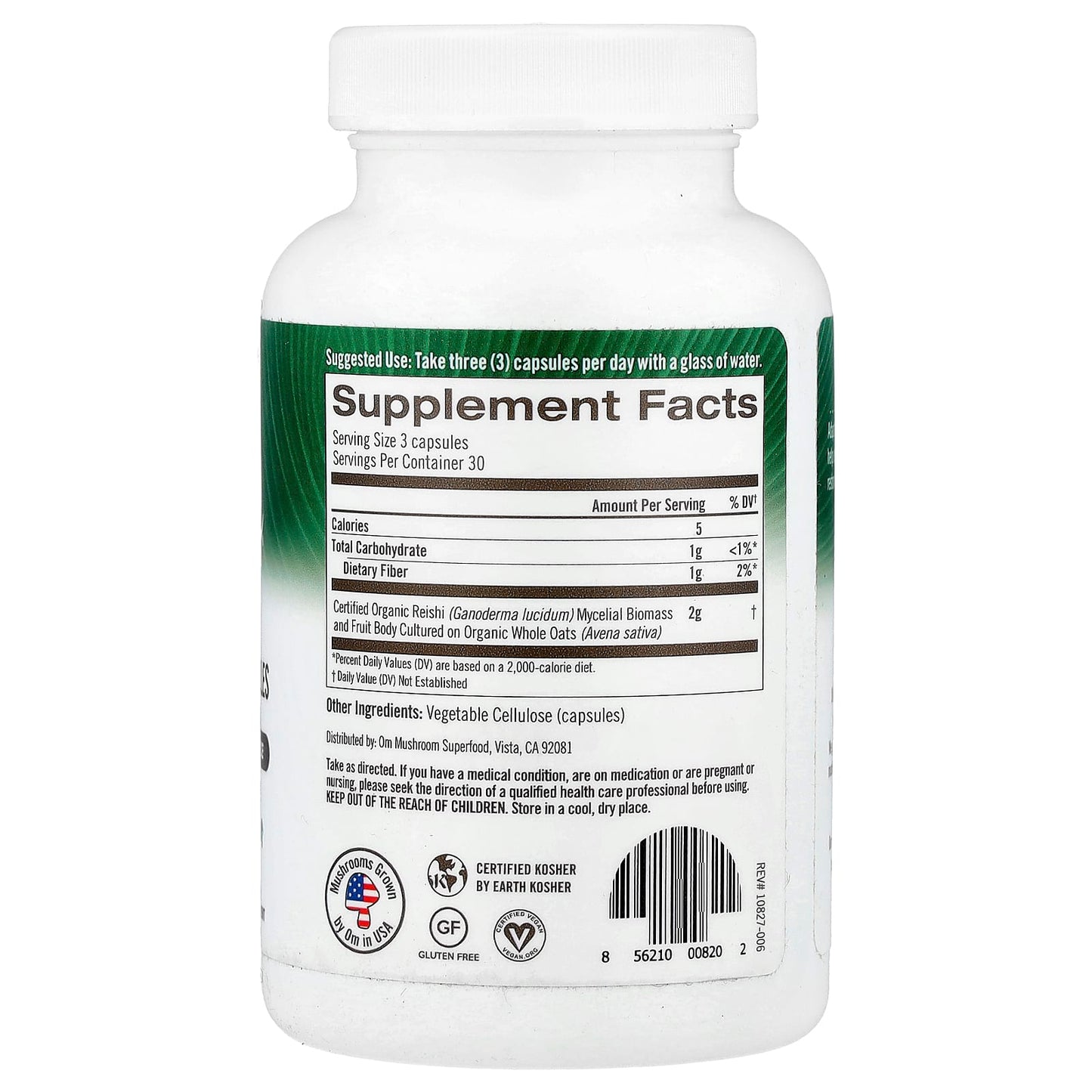 Om Mushrooms, Reishi, 90 Vegetable Capsules (667 mg per Capsule ) - Image 2