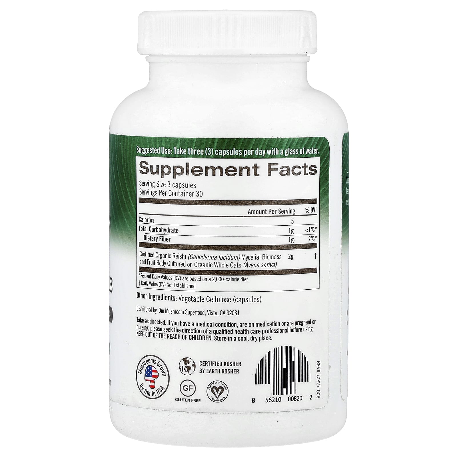 Om Mushrooms, Reishi, 90 Vegetable Capsules (667 mg per Capsule ) - Image 2