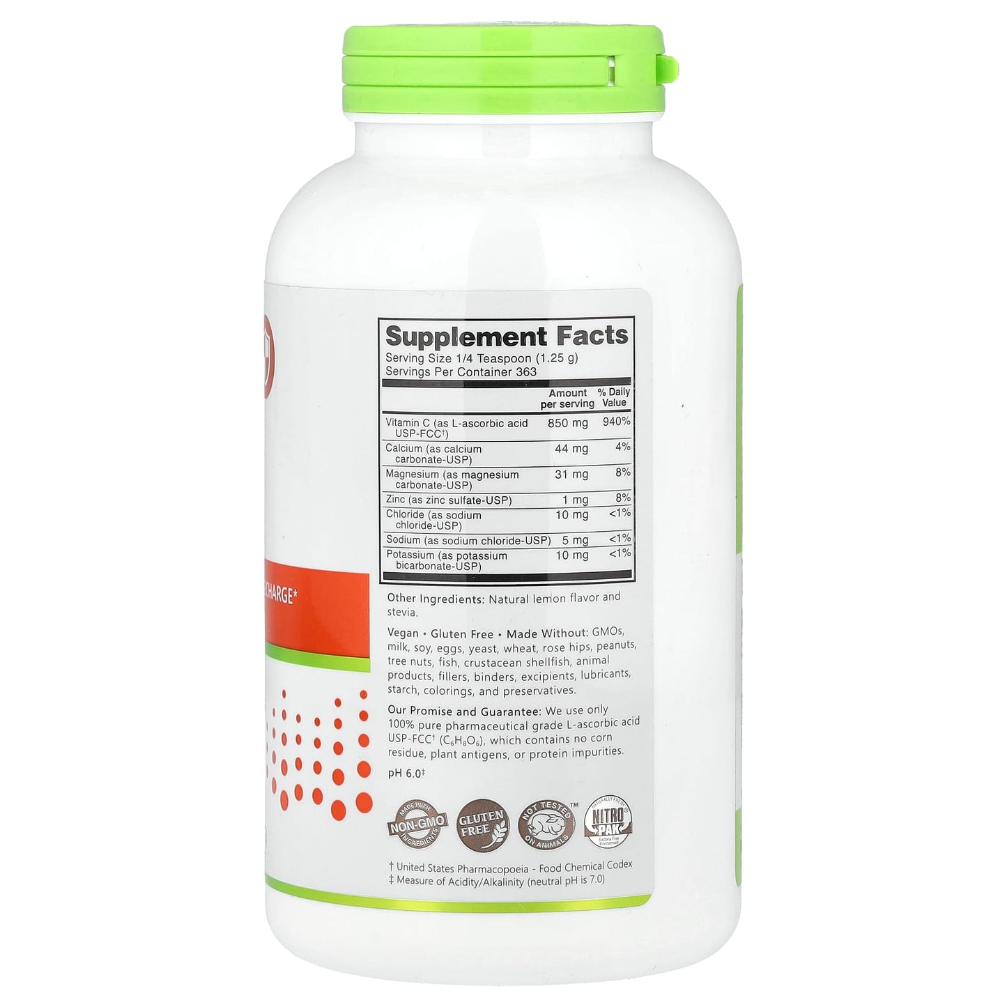 NutriBiotic, Immunity, Lemon Electro-C Powder, 16 oz (454 g) - Image 2