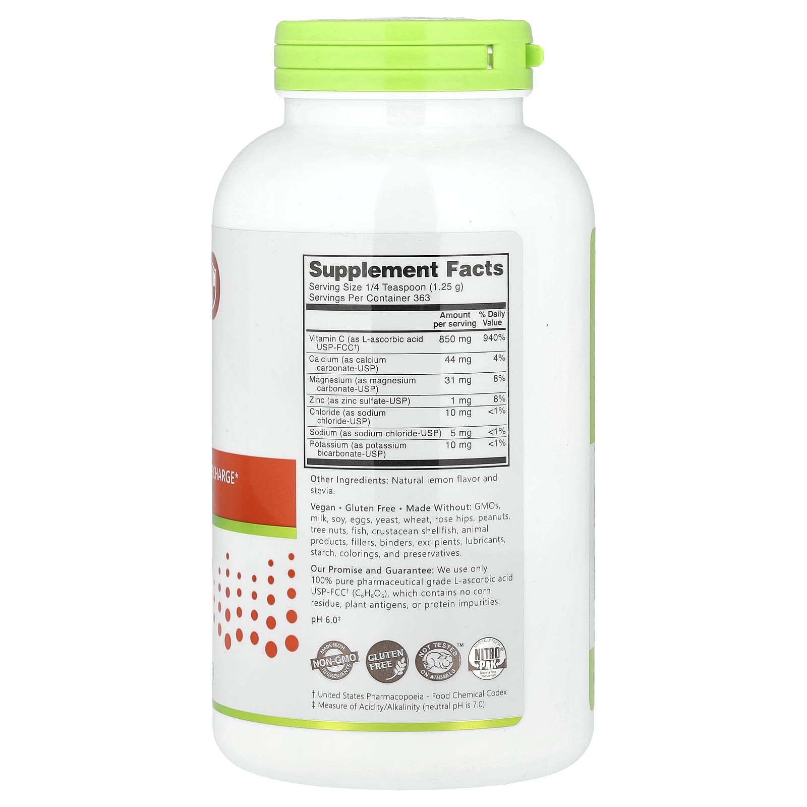 NutriBiotic, Immunity, Lemon Electro-C Powder, 16 oz (454 g) - Image 2